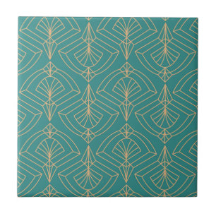 Art Deco pattern with gold geometric shapes Ceramic Tile
