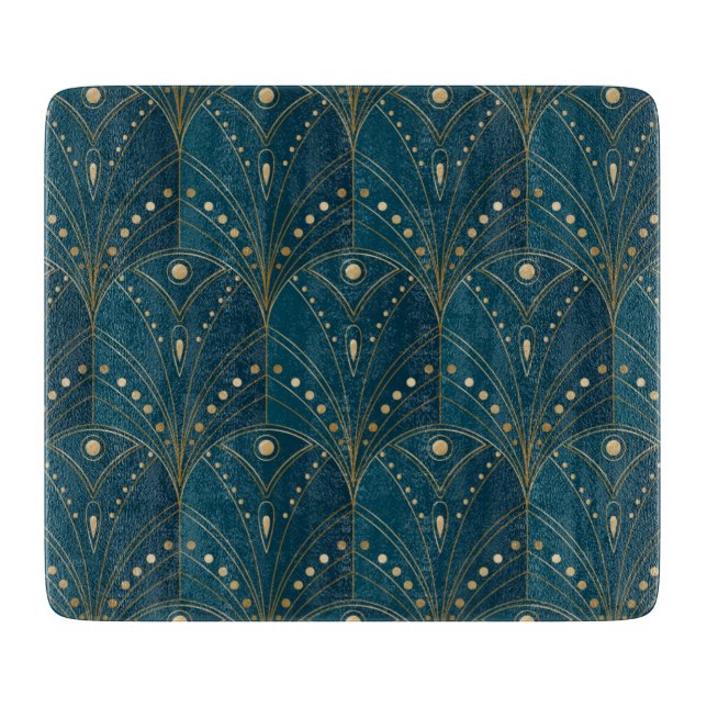 Art Deco pattern with gold geometric shapes Cutting Board (Front)
