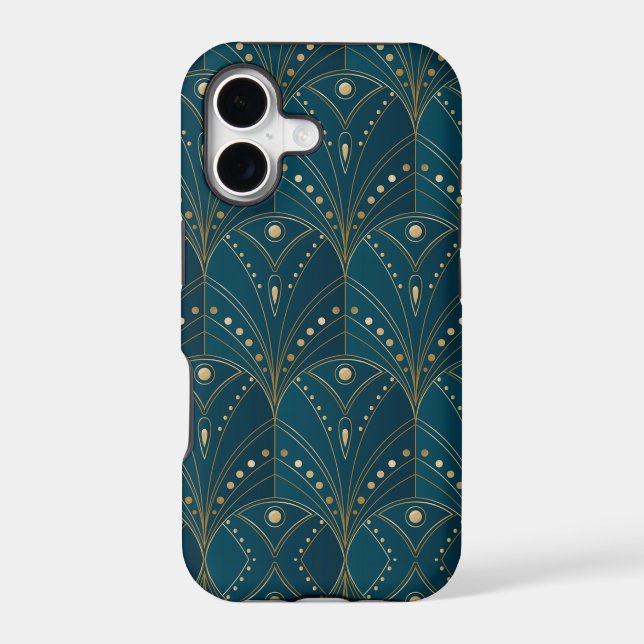 Art Deco pattern with gold geometric shapes iPhone Case (Back)