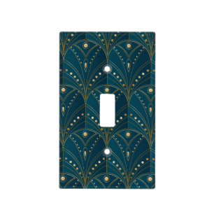 Art Deco pattern with gold geometric shapes Light Switch Cover