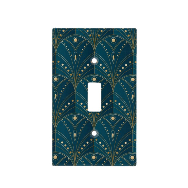 Art Deco pattern with gold geometric shapes Light Switch Cover (Front)