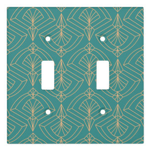 Art Deco pattern with gold geometric shapes Light Switch Cover