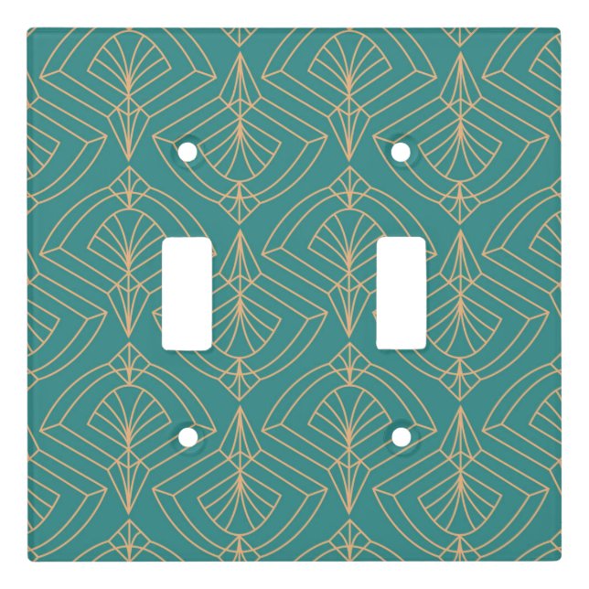 Art Deco pattern with gold geometric shapes  Light Switch Cover (Front)