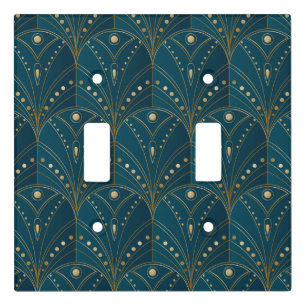 Art Deco pattern with gold geometric shapes Light Switch Cover
