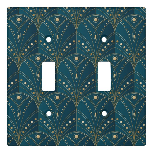 Art Deco pattern with gold geometric shapes Light Switch Cover (Front)