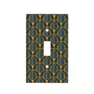 Art Deco pattern with gold geometric shapes Light Switch Cover