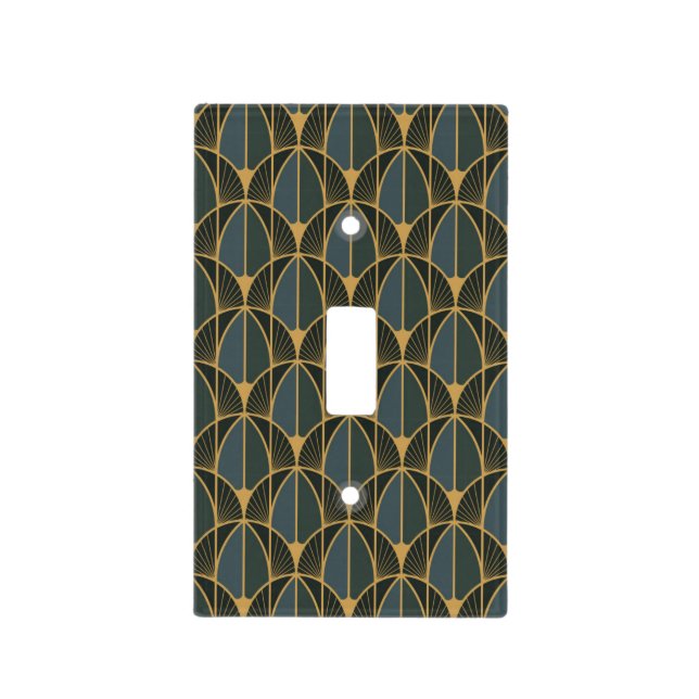 Art Deco pattern with gold geometric shapes Light Switch Cover (Front)