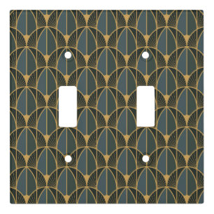 Art Deco pattern with gold geometric shapes Light Switch Cover