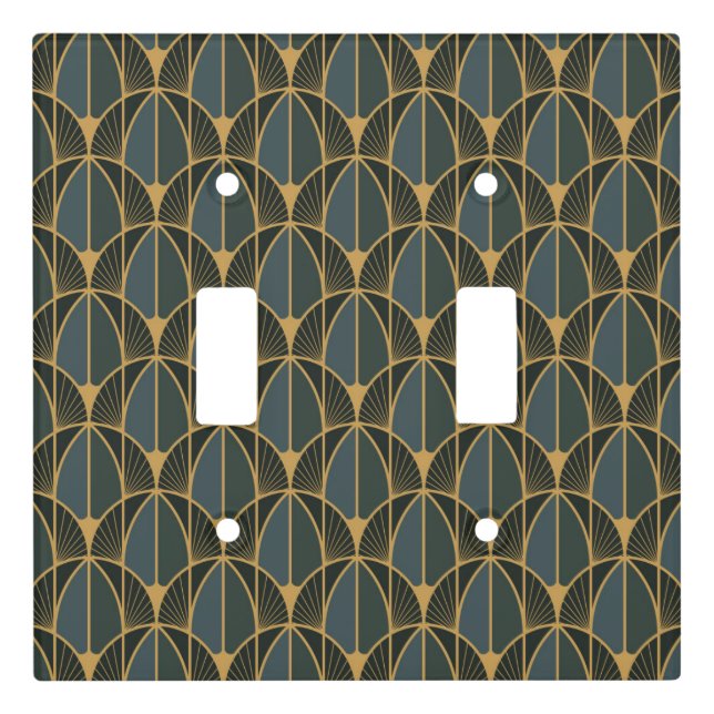 Art Deco pattern with gold geometric shapes Light Switch Cover (Front)