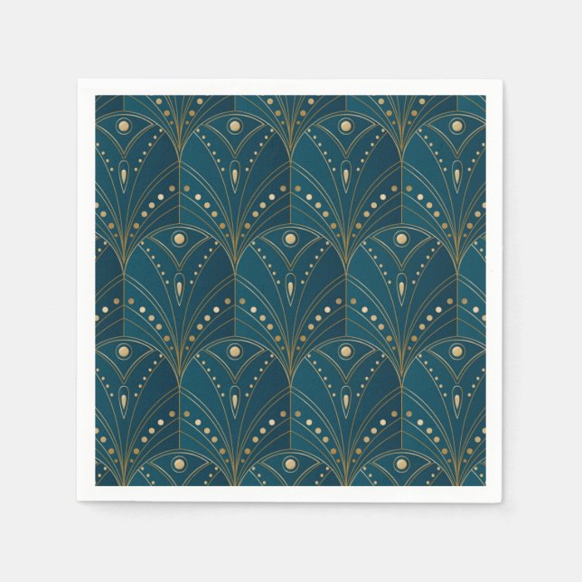 Art Deco pattern with gold geometric shapes Napkins (Front)