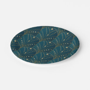 Art Deco pattern with gold geometric shapes Paper Plates