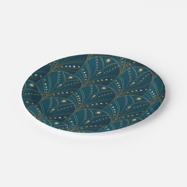 Art Deco pattern with gold geometric shapes Paper Plates (Angled)