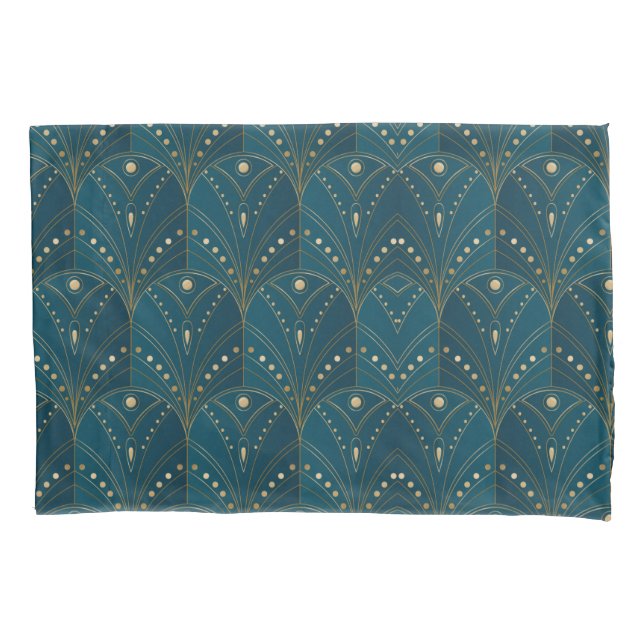 Art Deco pattern with gold geometric shapes Pillow Case (Front-Left)