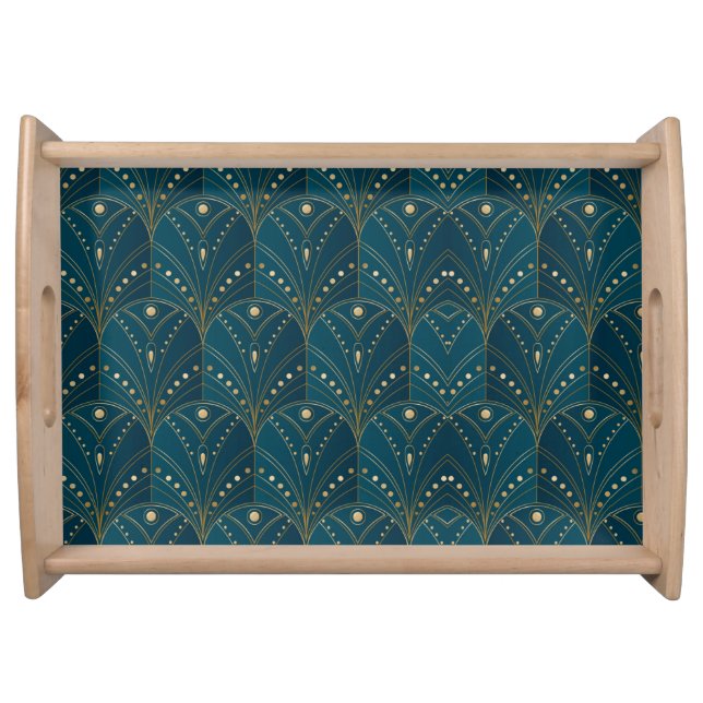 Art Deco pattern with gold geometric shapes Serving Tray (Front)