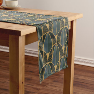 Art Deco pattern with gold geometric shapes Short Table Runner