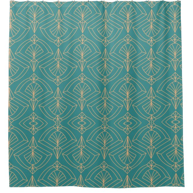 Art Deco pattern with gold geometric shapes  Shower Curtain (Front)