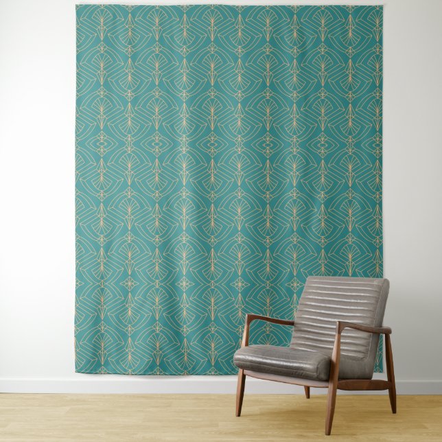 Art Deco pattern with gold geometric shapes  Tapestry (In Situ)