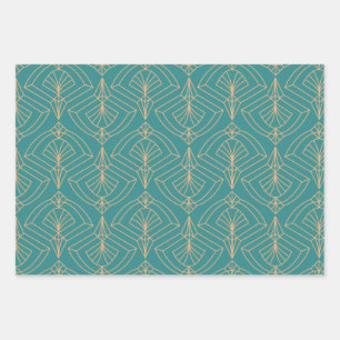 Art Deco pattern with gold geometric shapes Wrapping Paper Sheets