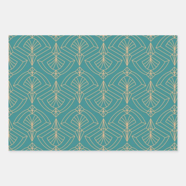 Art Deco pattern with gold geometric shapes  Wrapping Paper Sheets (Front)