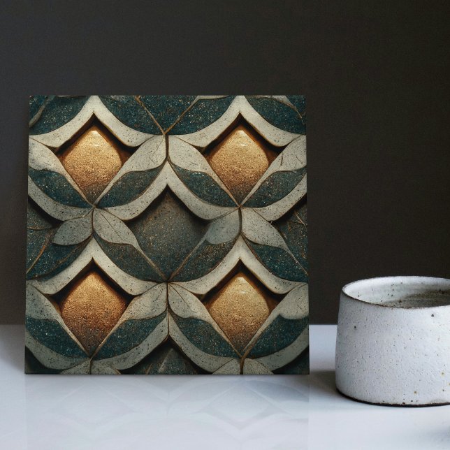 Art Deco Patterned Dice Four Decor Art Nouveau Ceramic Tile (Creator Uploaded)