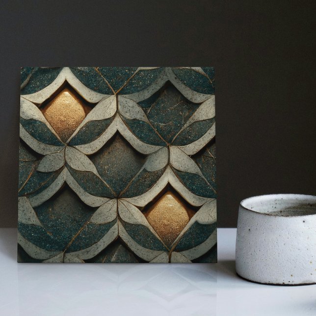 Art Deco Patterned Dice Two Blue Decor Art Nouveau Ceramic Tile (Creator Uploaded)