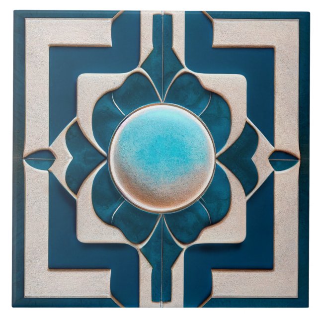 Art Deco Patterned Wall Decor Art Nouveau Ceramic Tile (Front)