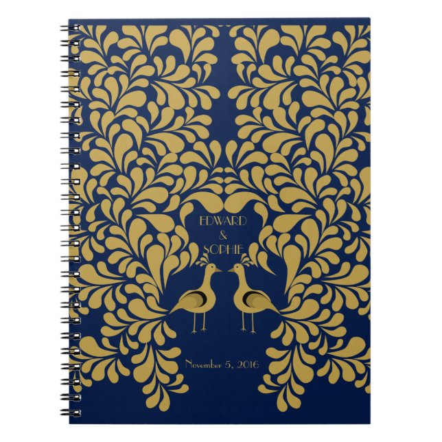 Art Deco peacock 1920 Wedding guest book (Front)