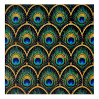 Art Deco Peacock Feather Geometric Artwork