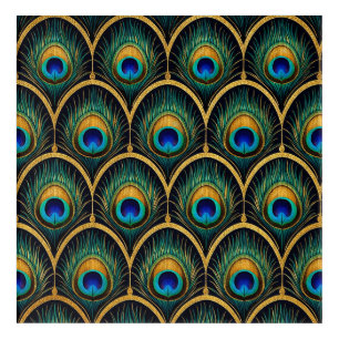 Art Deco Peacock Feather Geometric Artwork