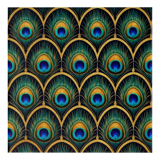 Art Deco Peacock Feather Geometric Artwork (Front)