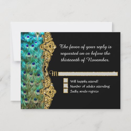 Art Deco Peacock Glam Old Hollywood RSVP Response 