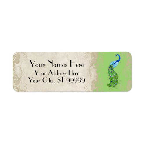 Art Deco Peacock Lime Green Matching Shipping Label