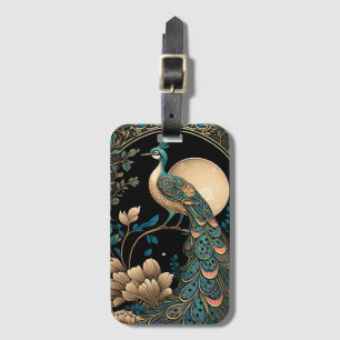 Art Deco Peacock Luggage Tag