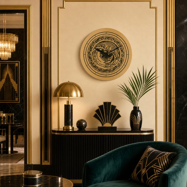 Art Deco Peacock or Phoenix Bird Large Clock (Creator Uploaded)