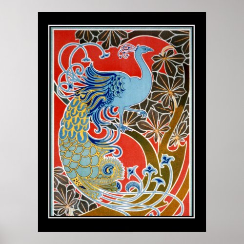 Art Deco Peacock Vintage Poster