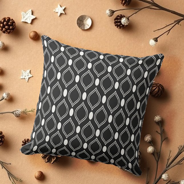 Art Deco Pearls Black And White Pattern Outdoor Pillow (Creator Uploaded)