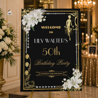 Art Deco Pearls Floral Gatsby Roaring 20s Welcome