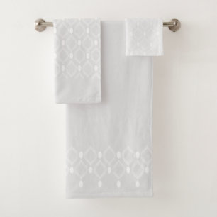 Art Deco Pearls Gray And White Pattern Bath Towel Set