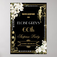 Art Deco Pearls White Floral Gatsby 20s Welcome