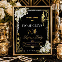 Art Deco Pearls White Flowers Gatsby 20s Welcome