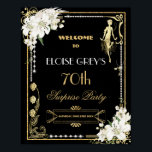 Art Deco Pearls White Flowers Gatsby 20s Welcome Poster<br><div class="desc">Personalize this vintage art deco floral Great Gatsby roaring 20s theme welcome sign easily and quickly, simply press the Edit Using Design Tool button to further re-arrange and format the style and placement of the text. Featuring a chic art deco frame, ivory white orchid and lily floral, sparkling pearls and...</div>