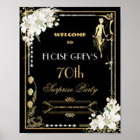 Art Deco Pearls White Flowers Gatsby 20s Welcome