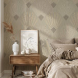 Art Deco Peel & Stick Beige & Cream Geometric Wallpaper<br><div class="desc">Revamp your living space with this stylish Art Deco Peel & Stick wallpaper, featuring an elegant geometric design. The pattern showcases a sophisticated palette of beige, taupe, cream, and soft gray, forming striking fan and diamond shapes that epitomize the classic Art Deco style. Perfect for creating a feature wall or...</div>