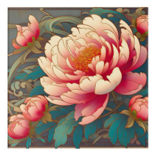 Art Deco Peony Acrylic Wall Art