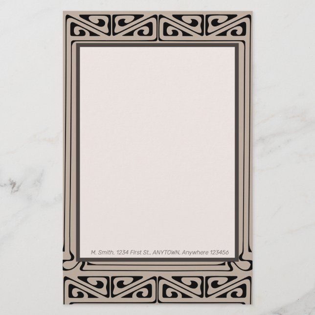 Art Deco Personalized Black, Brown, Cream  (Front)