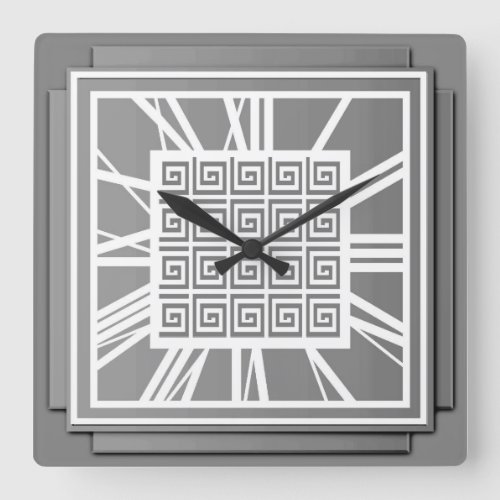 Art Deco pewter grey Square Wall Clock
