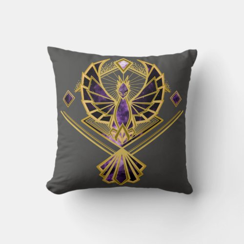 Art Deco Phoenix Throw Pillow