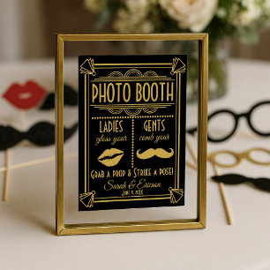 Art Deco PHOTO BOOTH wedding sign black and gold
