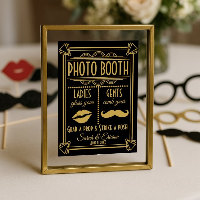 Art Deco PHOTO BOOTH wedding sign black and gold (Creator Uploaded)