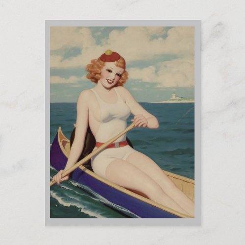 Art Deco Pin up girl Vintage art  Postcard